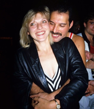 Freddie with Mary Austin. Mercury's 38th Birthday party at Xenon in London