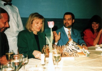 Peter Straker, Mary Austin, Freddie and Dominique Beyrand (Roger's wife)